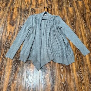 Halston Women’s Size S Gray Open-Front Ribbed Cardigan Sweater Top
